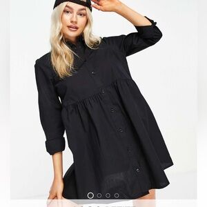 ASOS Petite Black Cotton Smock Dress